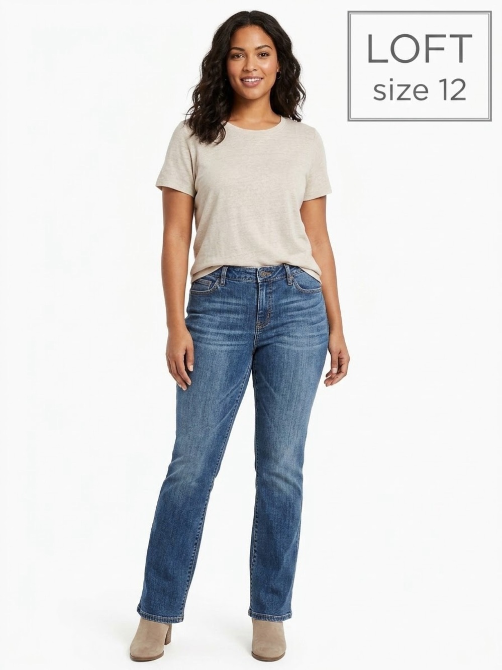 LOFT Straight-Leg Jeans in Medium Blue Denim P19